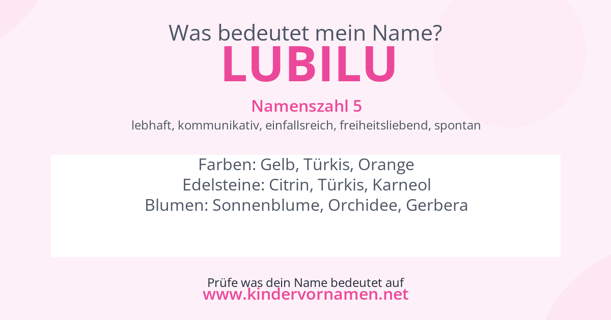 Was bedeutet der Name Lubilu?