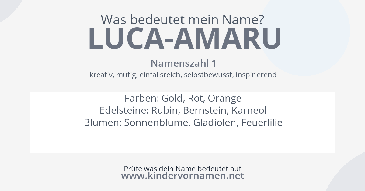 Was bedeutet der Name Luca-Amaru?