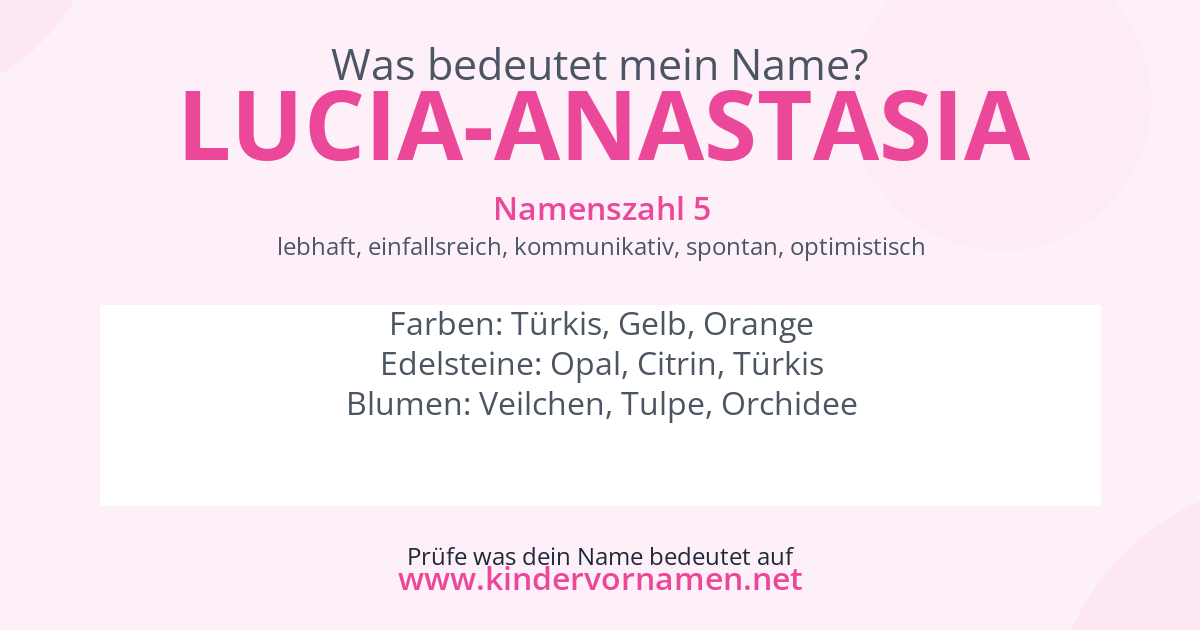 Was bedeutet der Name Lucia-Anastasia?