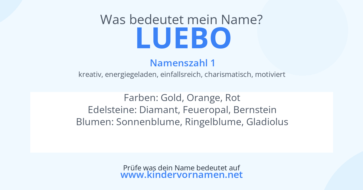 Was bedeutet der Name Luebo?