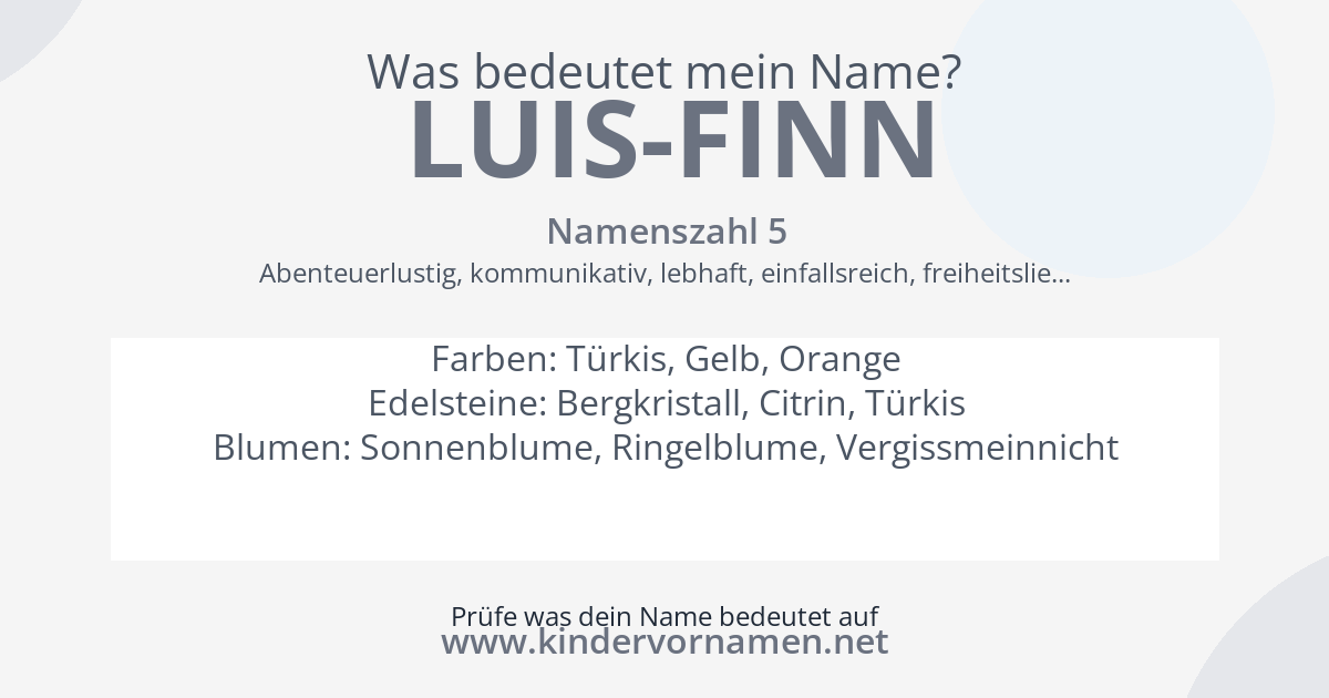 Was bedeutet der Name Luis-Finn?