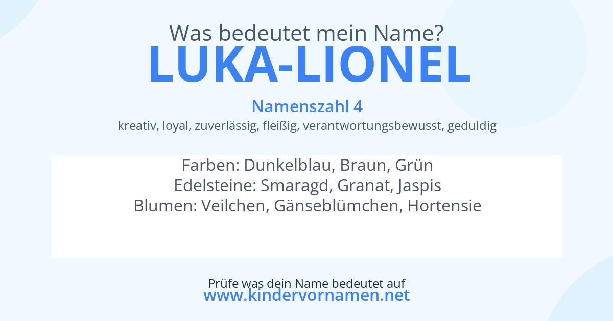 Was bedeutet der Name Luka-Lionel?