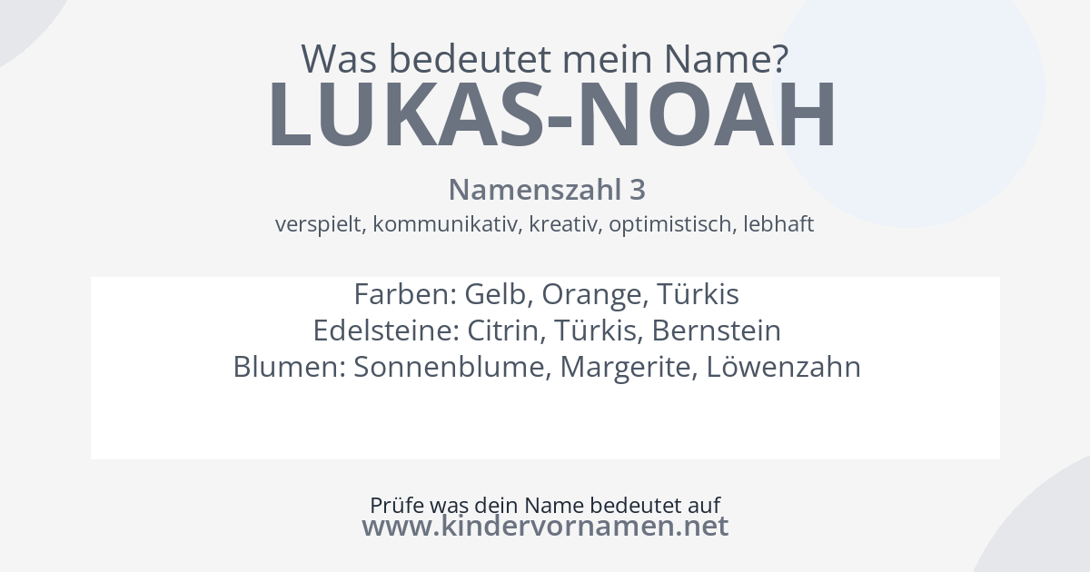 Was bedeutet der Name Lukas-Noah?