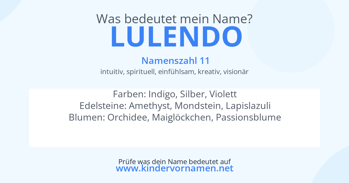 Was bedeutet der Name Lulendo?