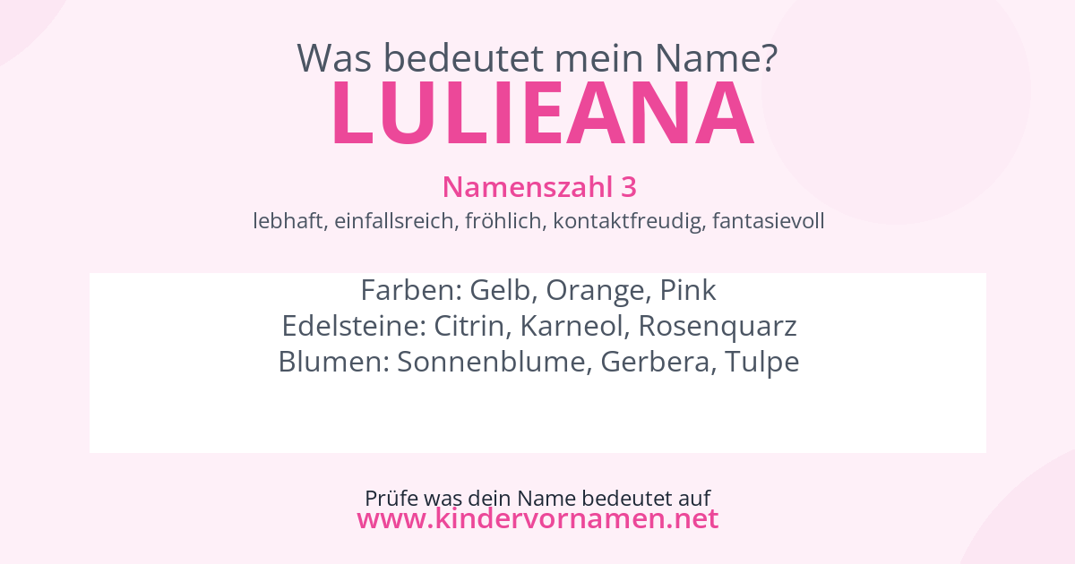 Was bedeutet der Name Lulieana?