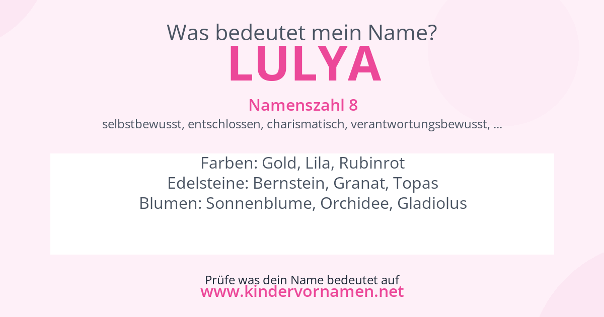 Was bedeutet der Name Lulya?