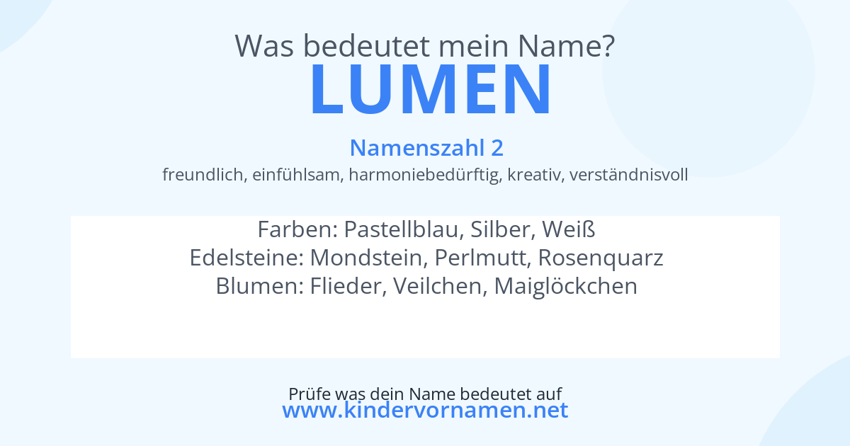 Was bedeutet der Name Lumen?