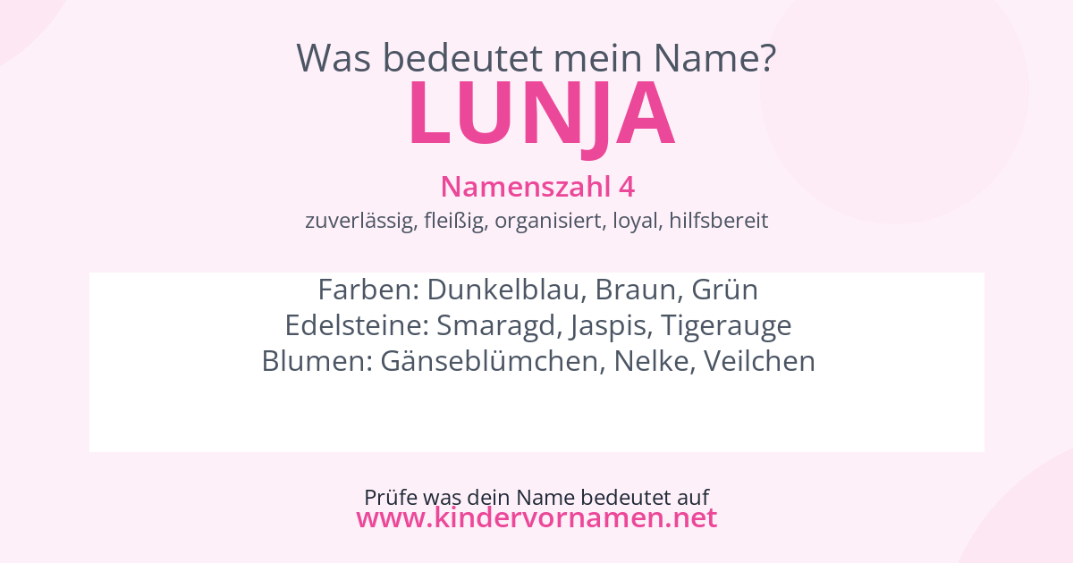 Was bedeutet der Name Lunja?