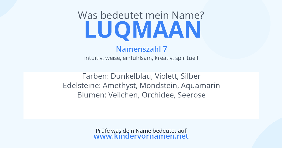 Was bedeutet der Name Luqmaan?