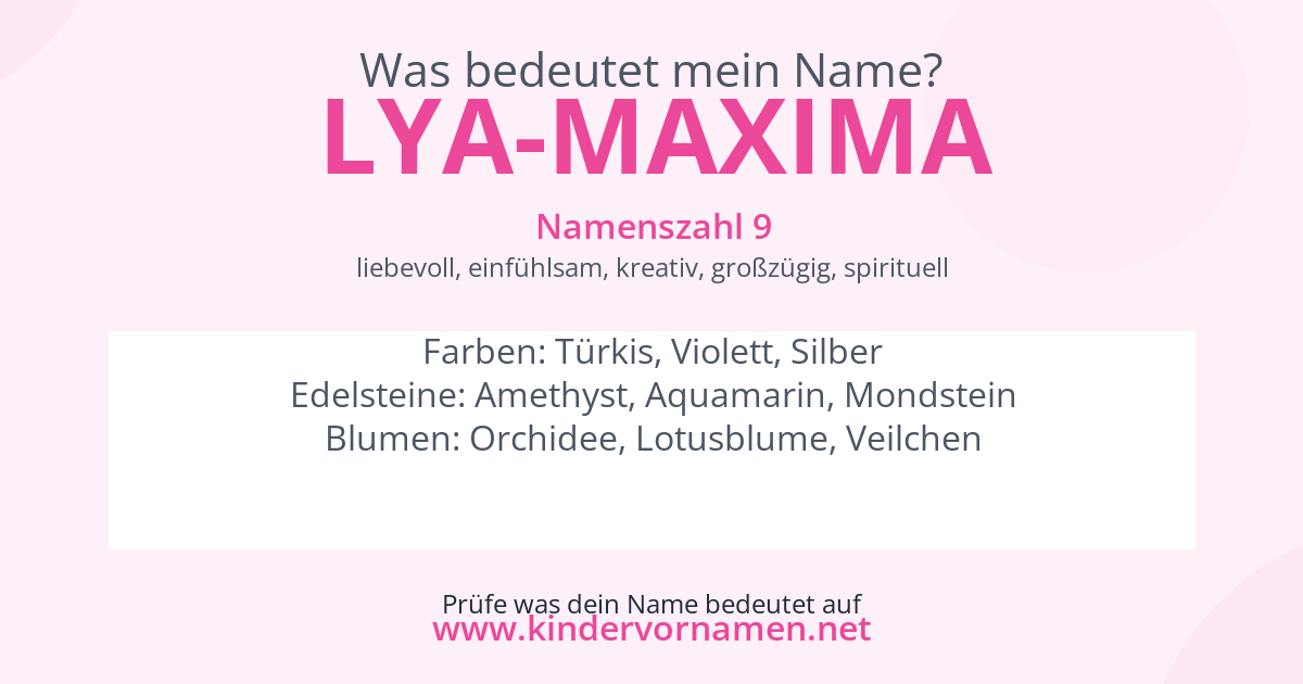 Was bedeutet der Name Lya-Maxima?