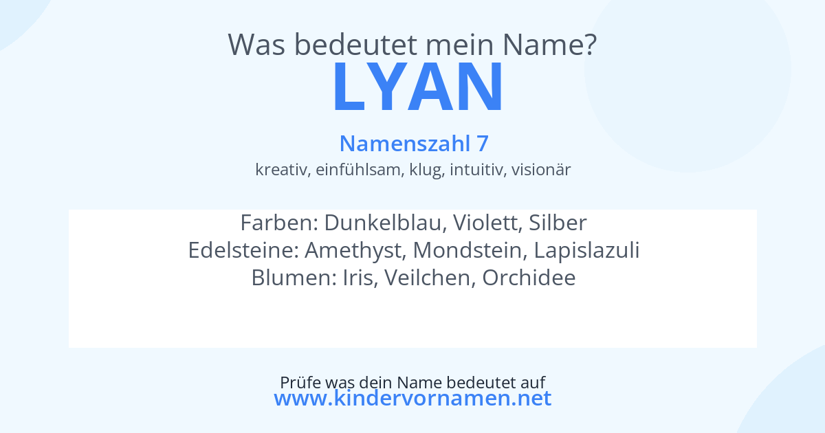 Was bedeutet der Name Lyan?