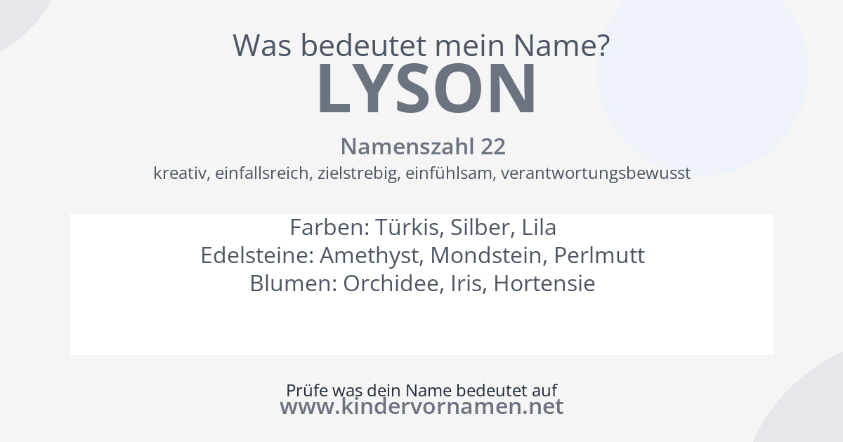 Was bedeutet der Name Lyson?