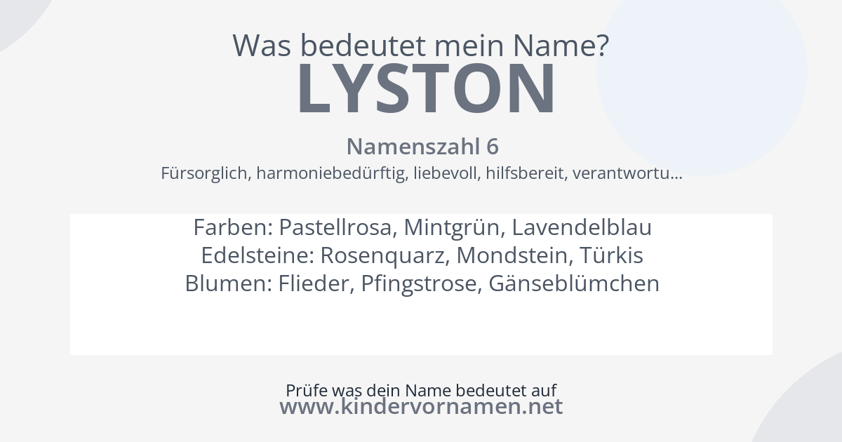 Was bedeutet der Name Lyston?