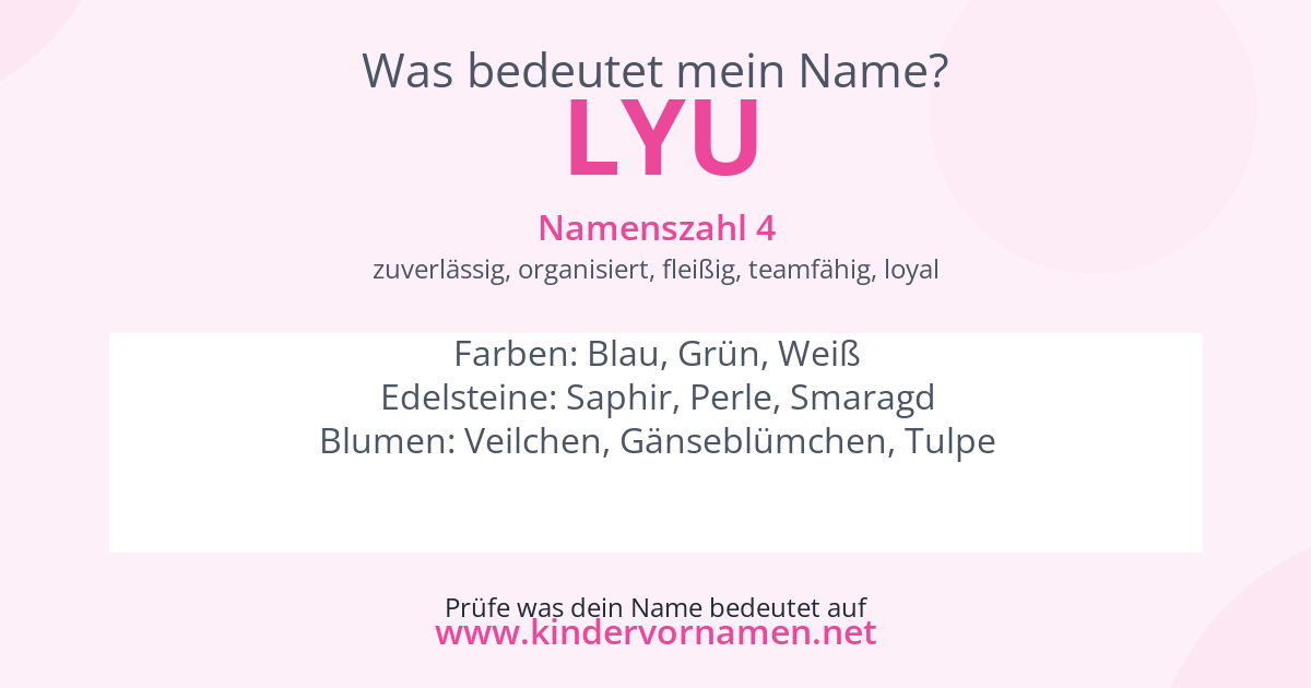 Was bedeutet der Name Lyu?