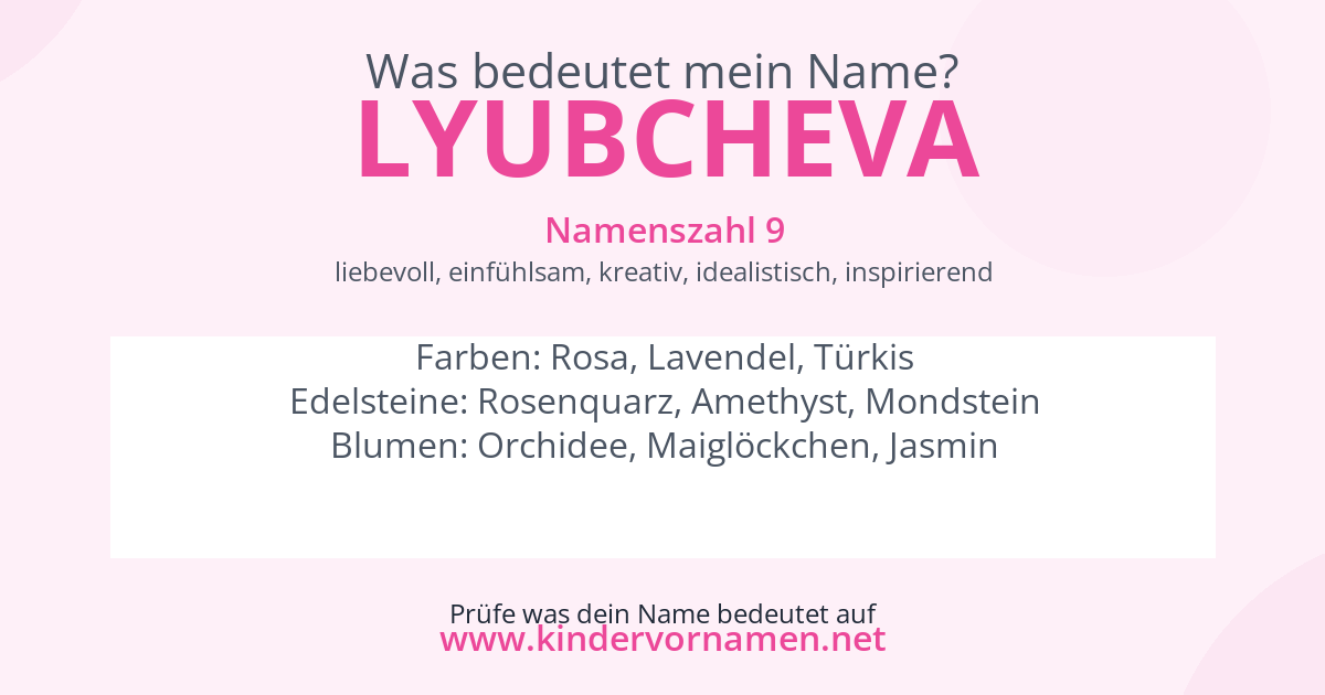 Was bedeutet der Name Lyubcheva?