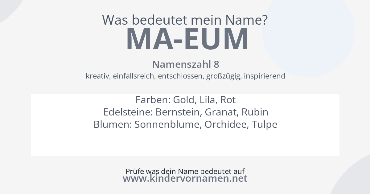 Was bedeutet der Name Ma-Eum?