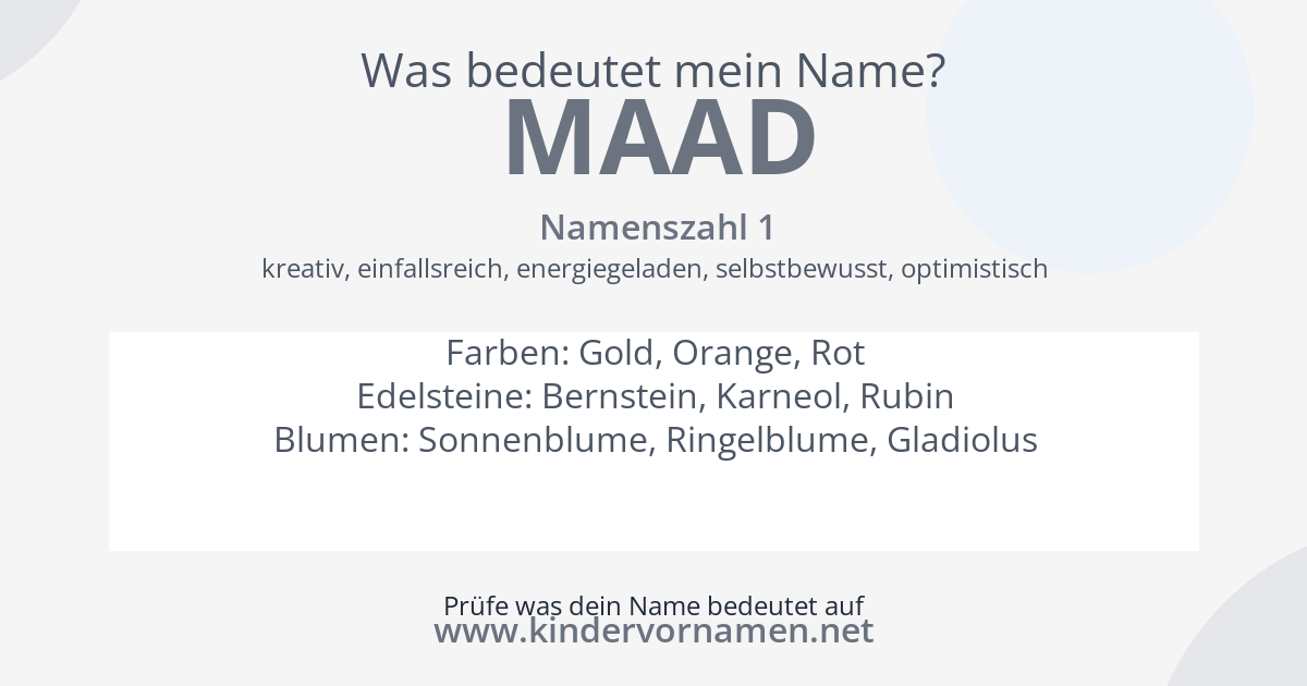 Was bedeutet der Name Maad?