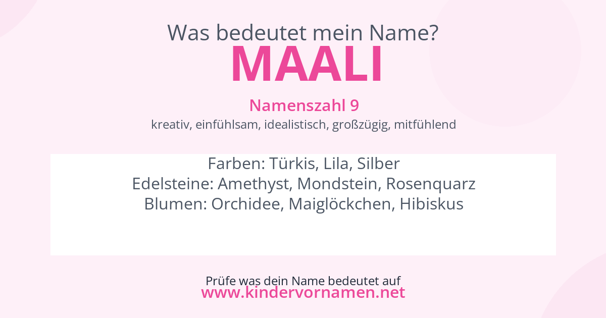 Was bedeutet der Name Maali?
