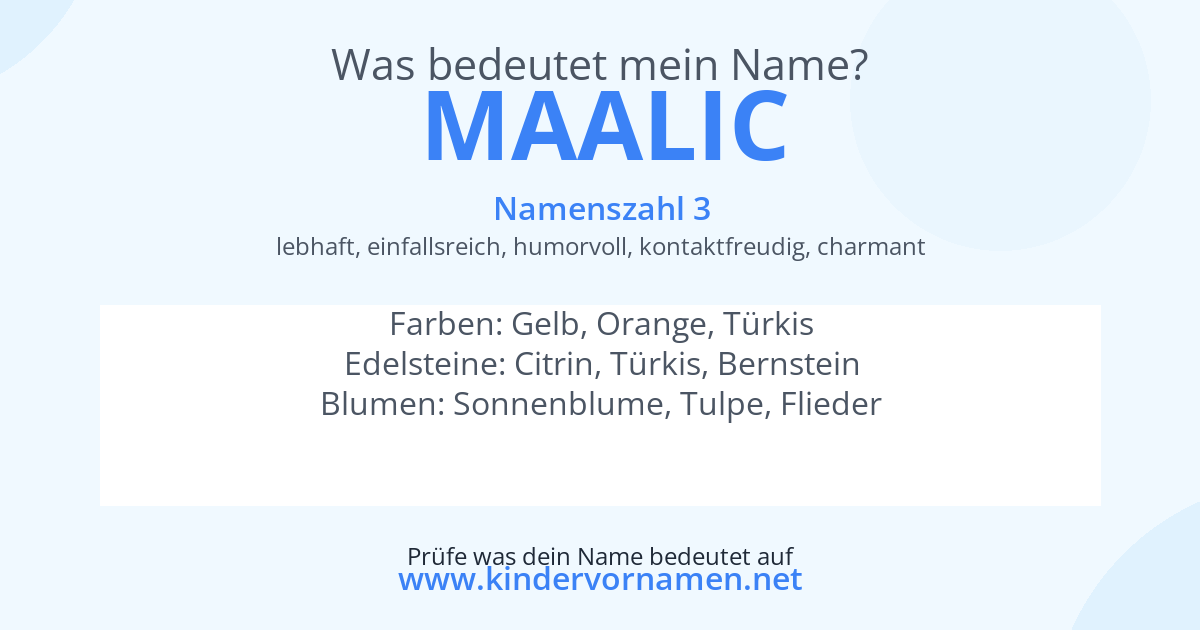 Was bedeutet der Name Maalic?