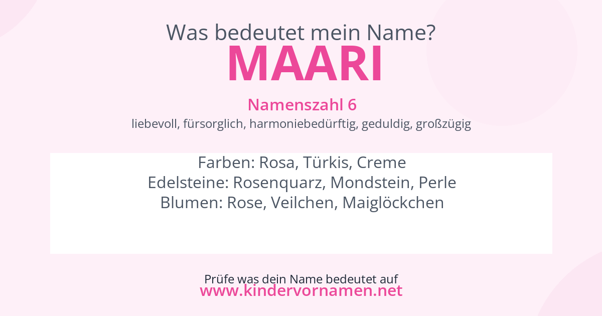Was bedeutet der Name Maari?