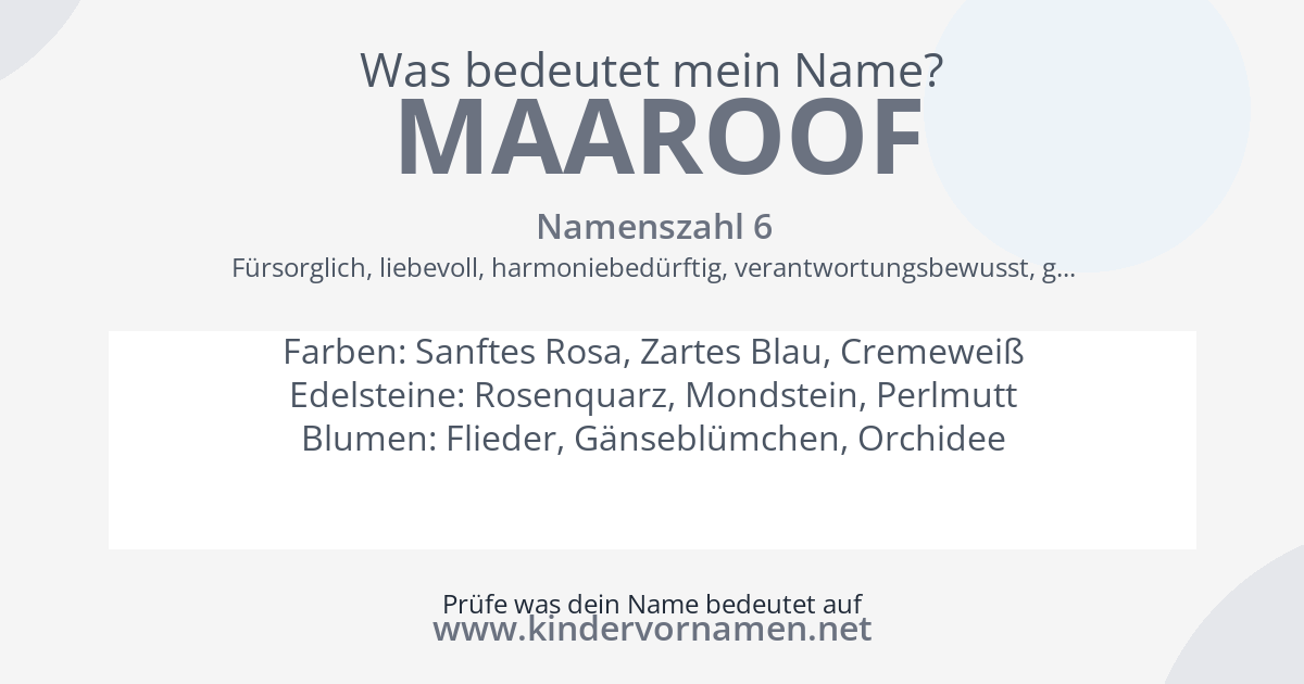 Was bedeutet der Name Maaroof?