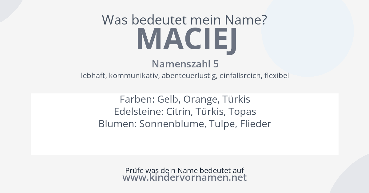 Was bedeutet der Name Maciej?