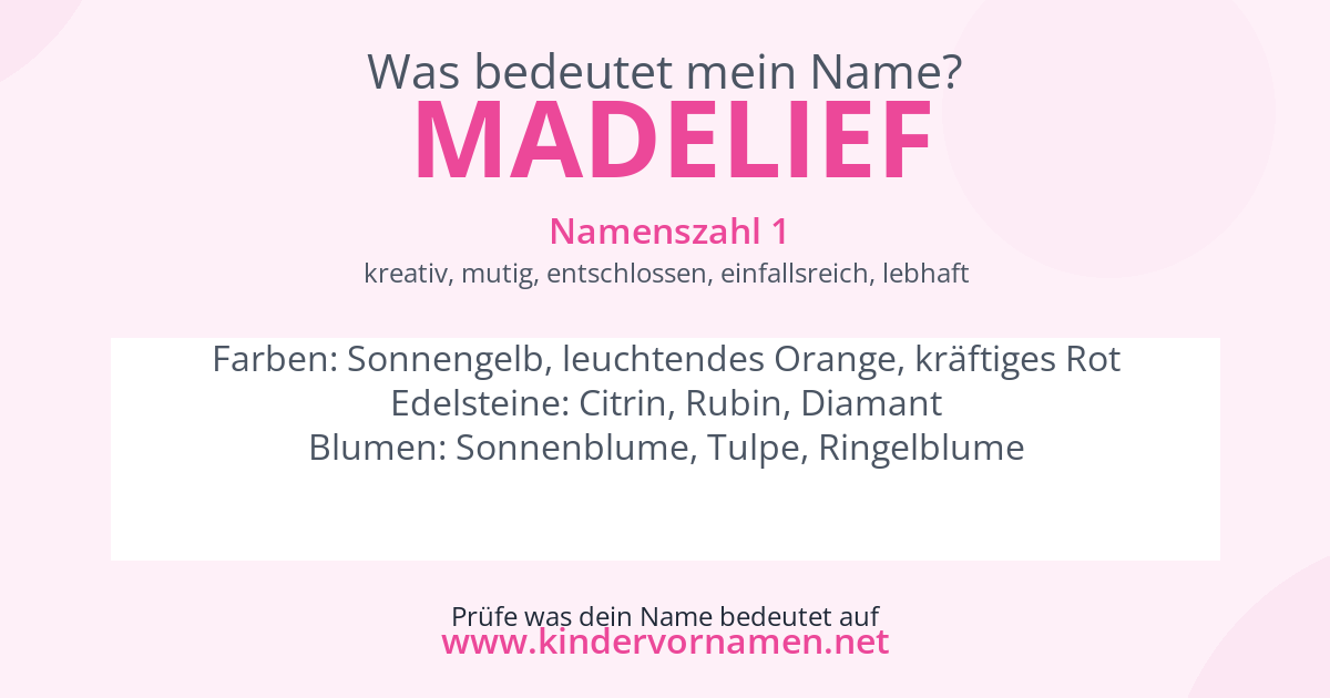 Was bedeutet der Name Madelief?