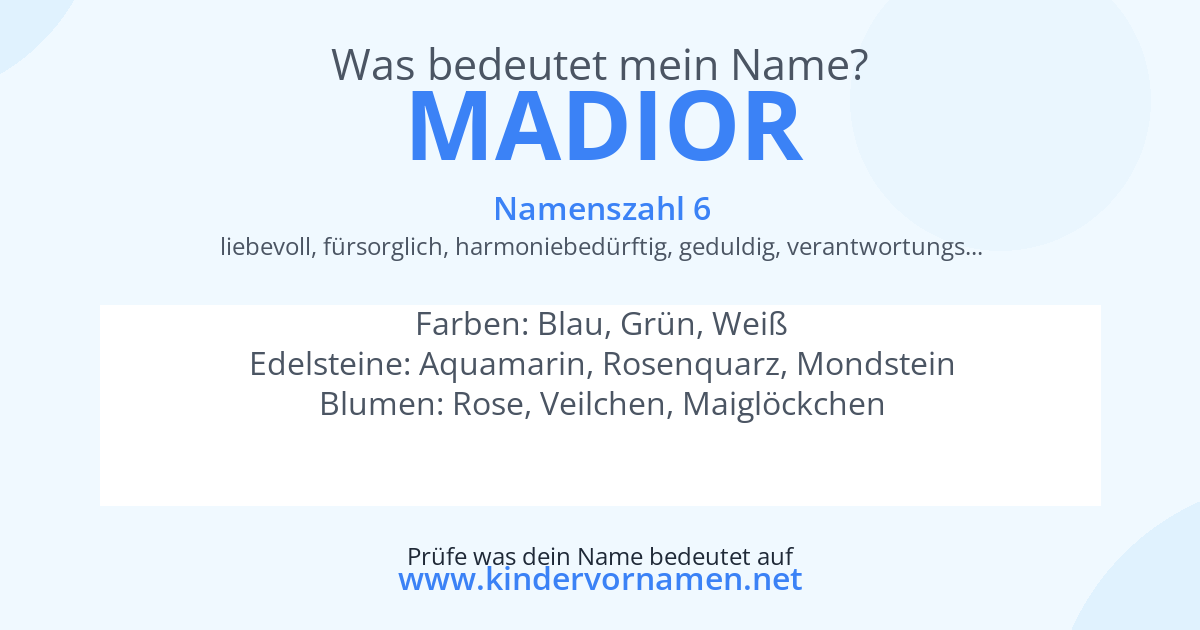 Was bedeutet der Name Madior?