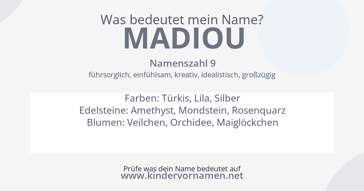 Was bedeutet der Name Madiou?
