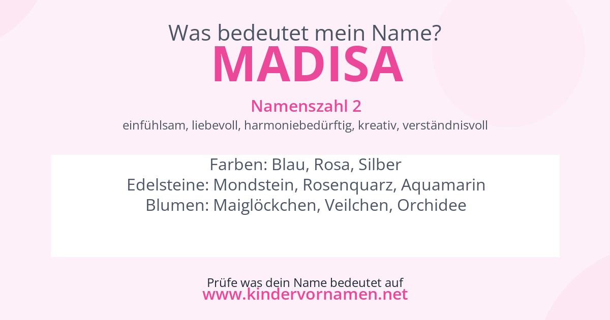 Was bedeutet der Name Madisa?