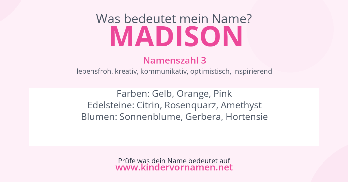 Was bedeutet der Name Madison?