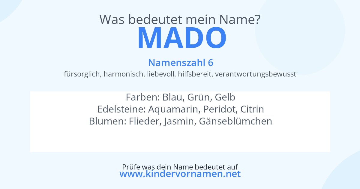 Was bedeutet der Name Mado?