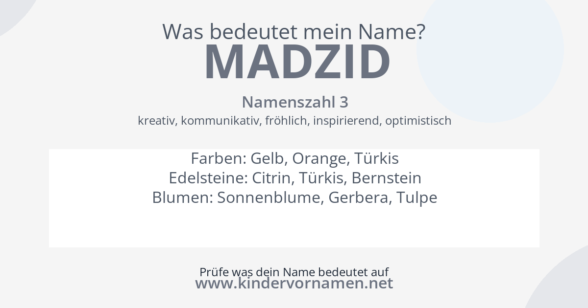 Was bedeutet der Name Madzid?