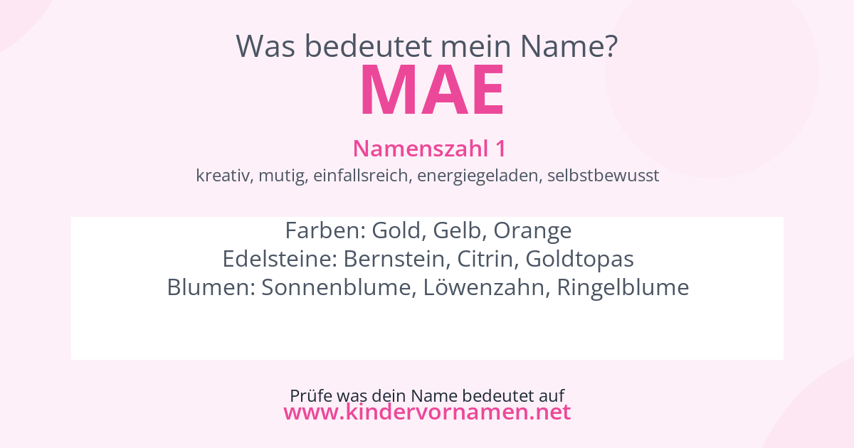 Was bedeutet der Name Mae?