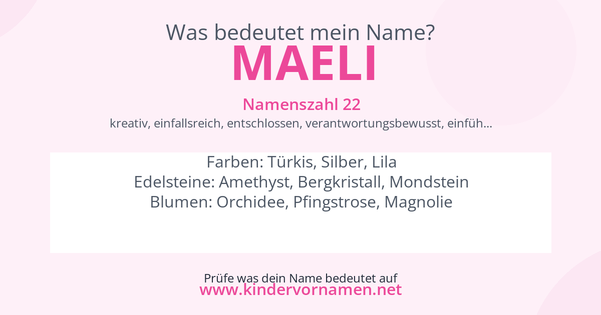 Was bedeutet der Name Maeli?