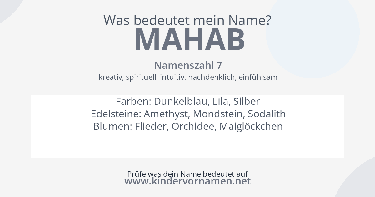 Was bedeutet der Name Mahab?