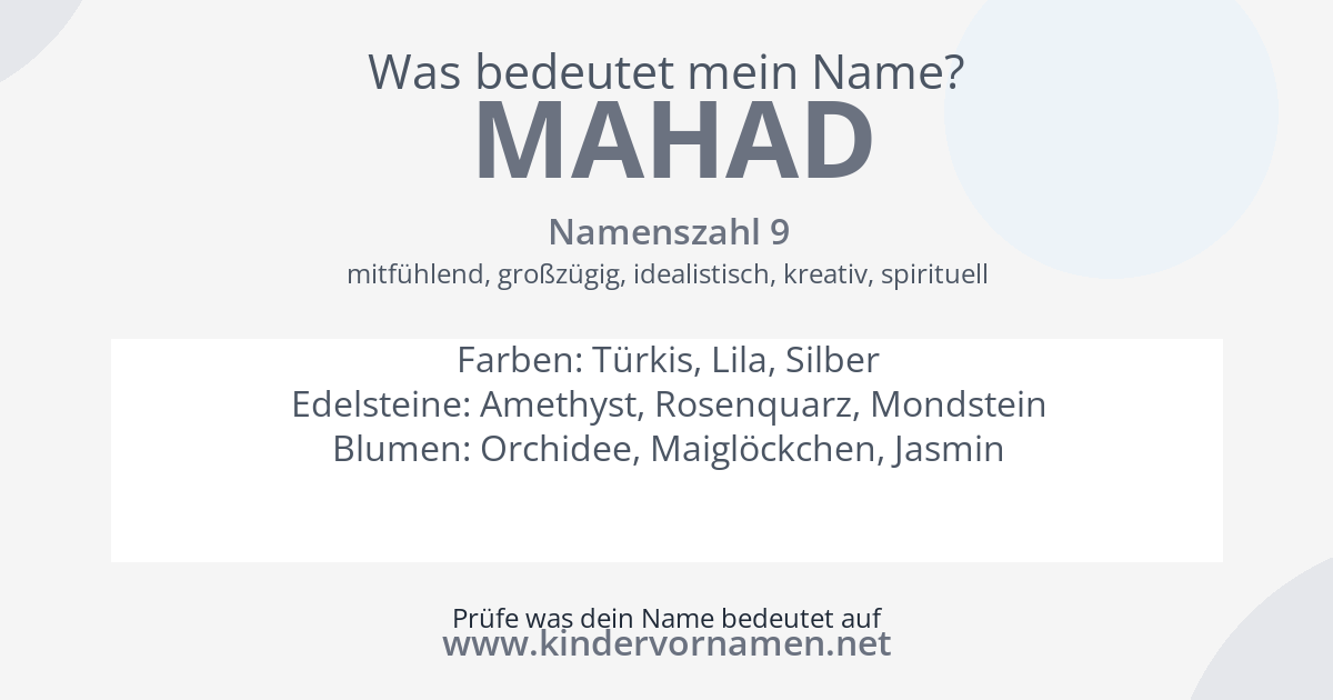 Was bedeutet der Name Mahad?