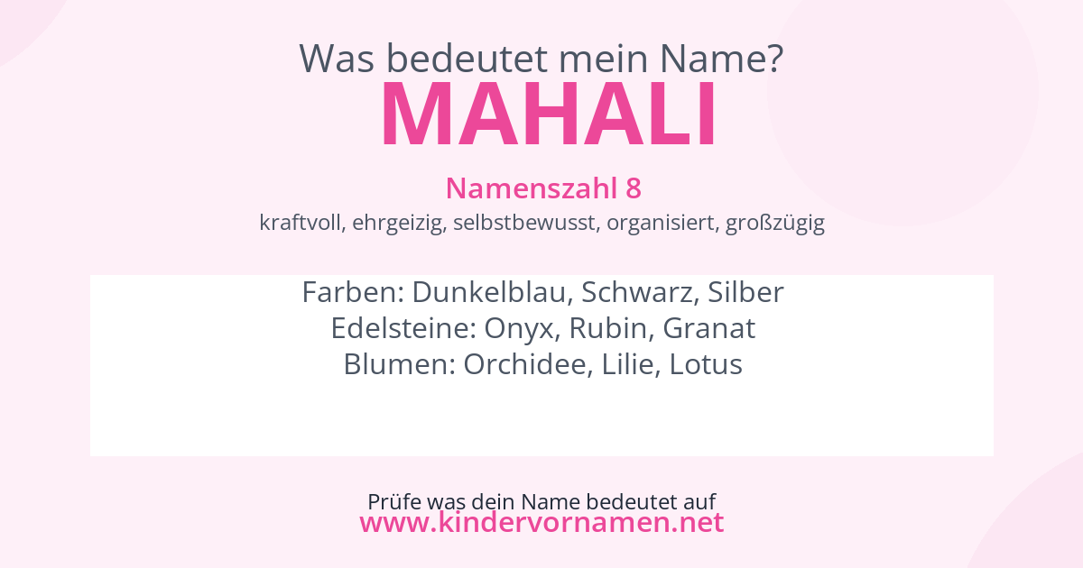 Was bedeutet der Name Mahali?