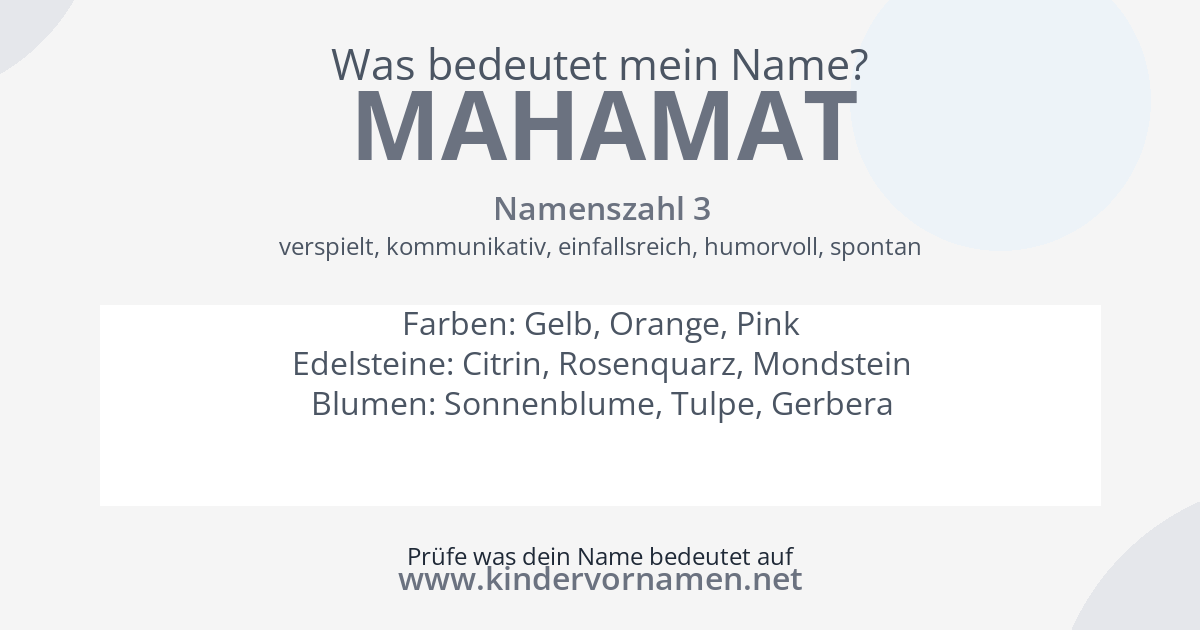 Was bedeutet der Name Mahamat?