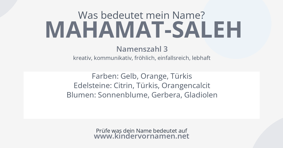 Was bedeutet der Name Mahamat-Saleh?