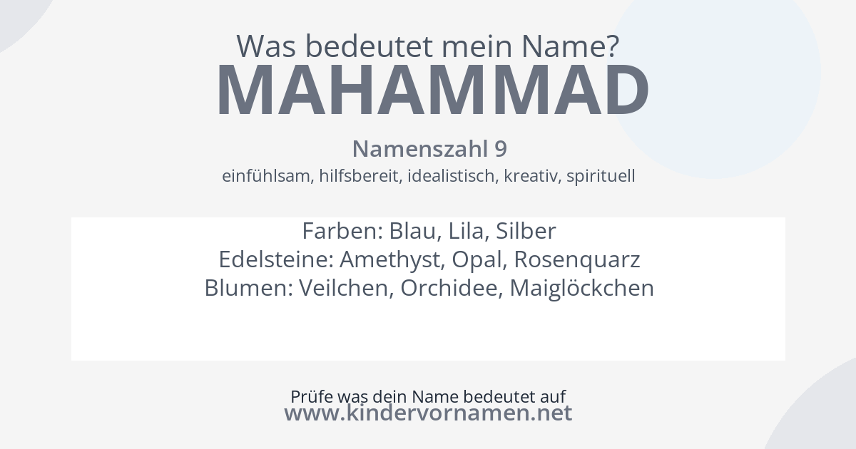 Was bedeutet der Name Mahammad?