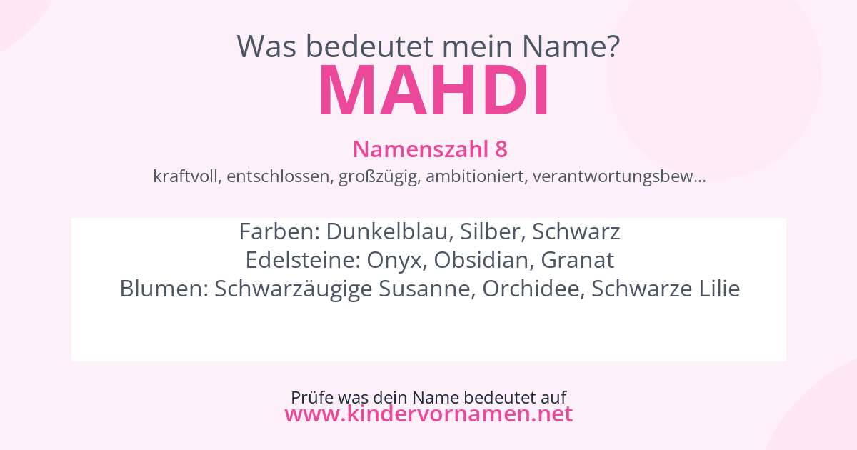 Was bedeutet der Name Mahdi?