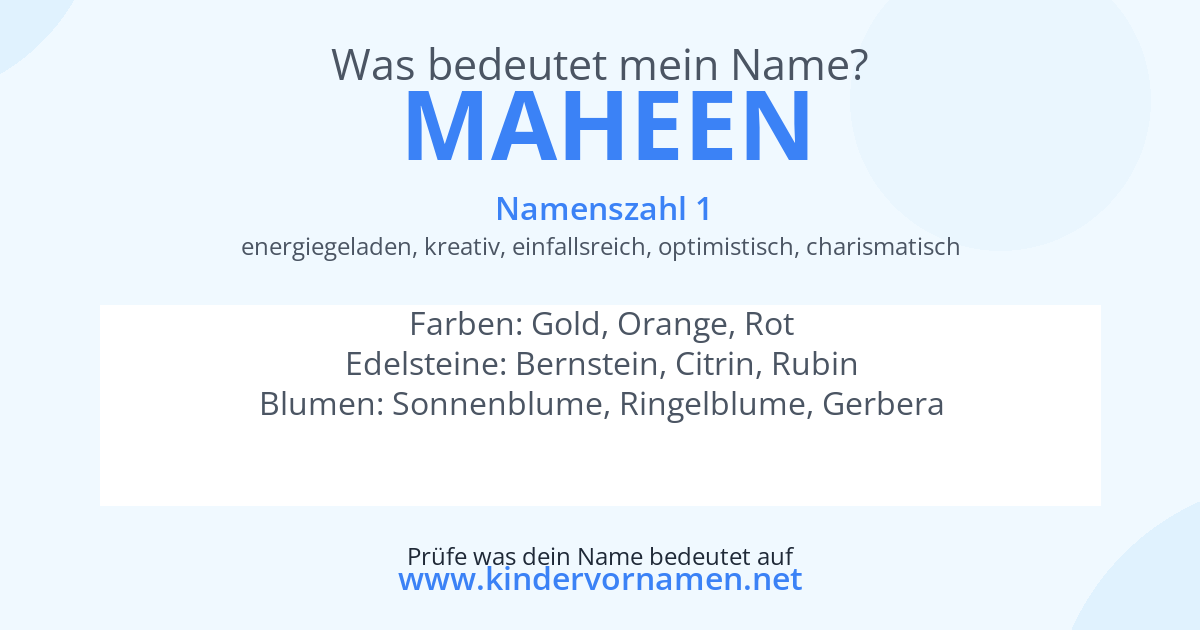 Was bedeutet der Name Maheen?
