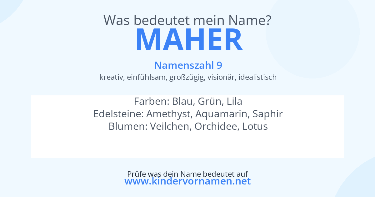 Was bedeutet der Name Maher?