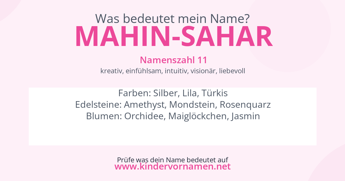 Was bedeutet der Name Mahin-Sahar?