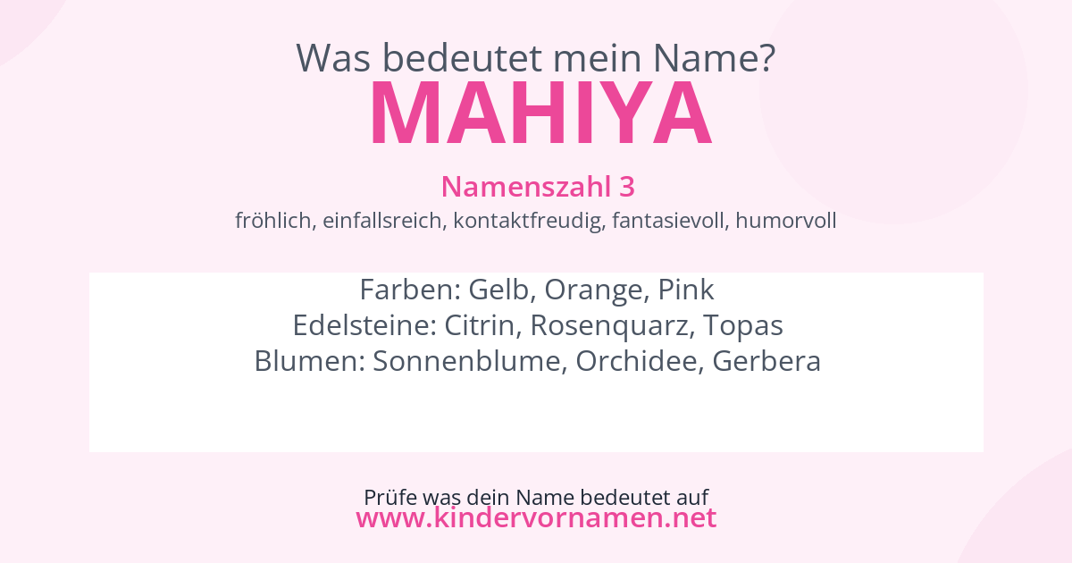 Was bedeutet der Name Mahiya?