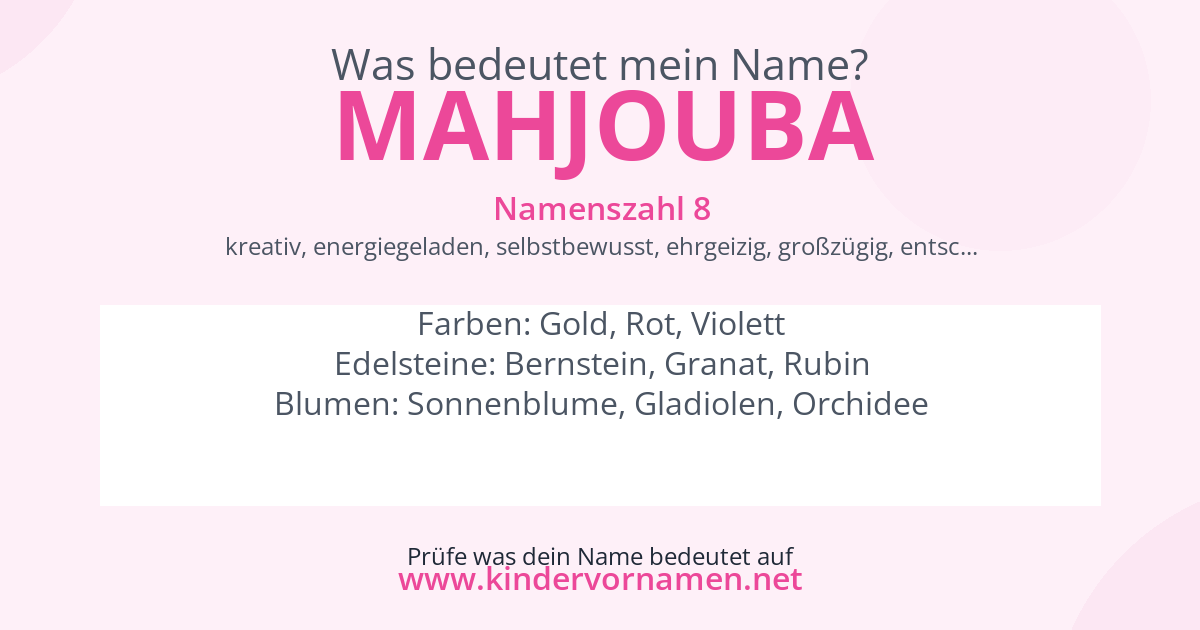 Was bedeutet der Name Mahjouba?