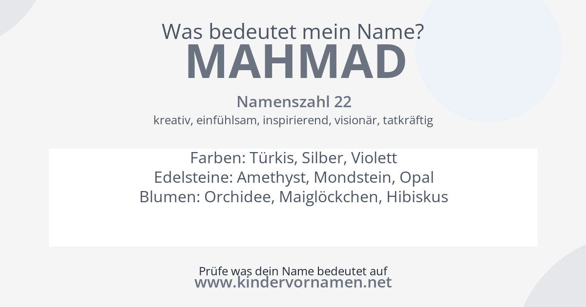 Was bedeutet der Name Mahmad?