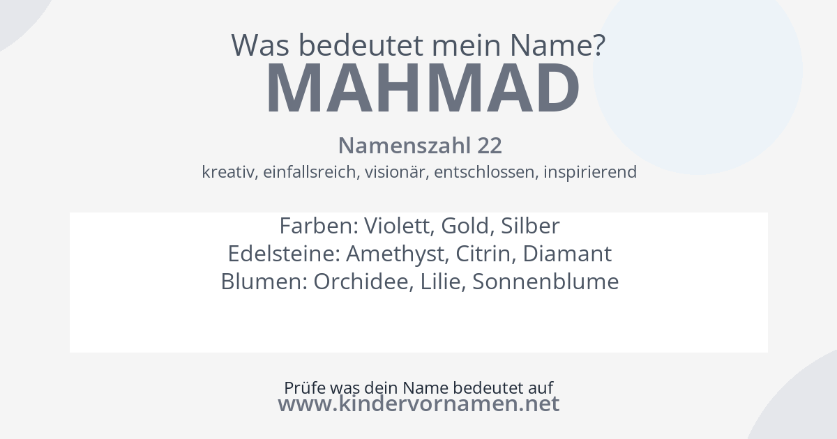 Was bedeutet der Name Mahmad?