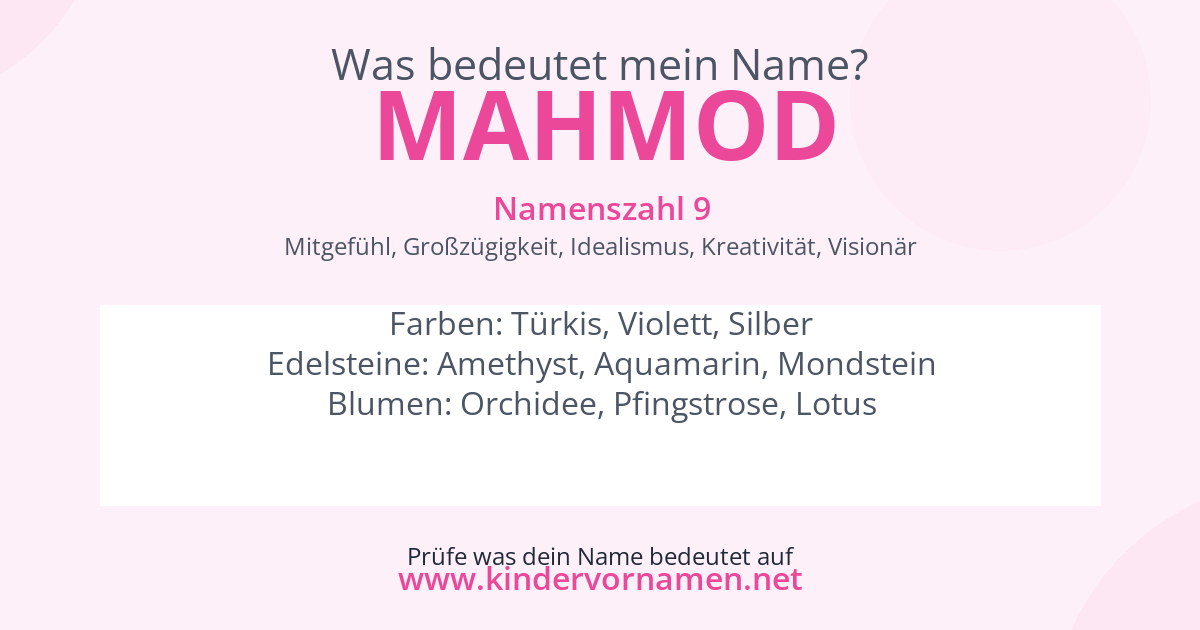 Was bedeutet der Name Mahmod?
